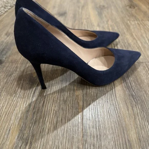 Gianvito Rossi Blue Suede Manolo Blahnik Pointed Toe Pumps - Picture 2 of 11